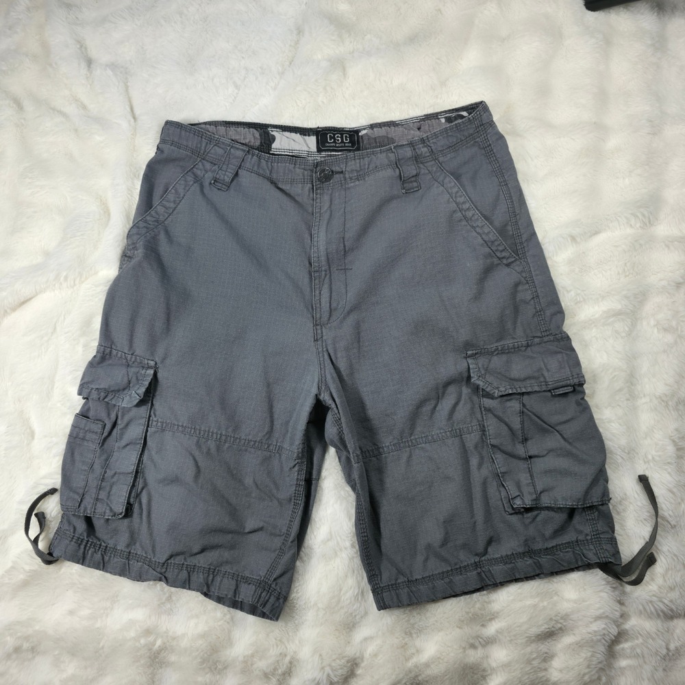 CSG Champs Sports Gear Cargo Shorts Mens 38 Grey Excellent Ripstop Utility 656